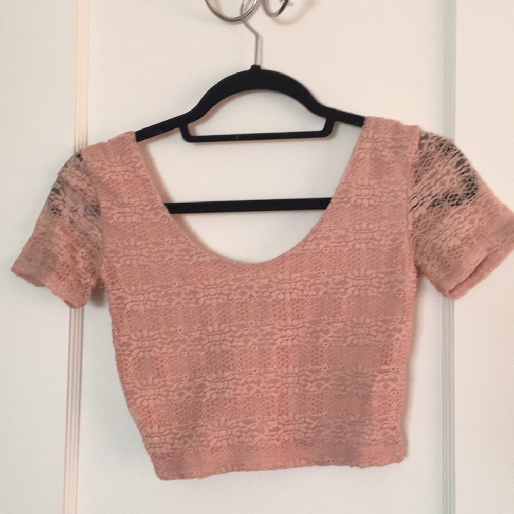 Pink lace crop top